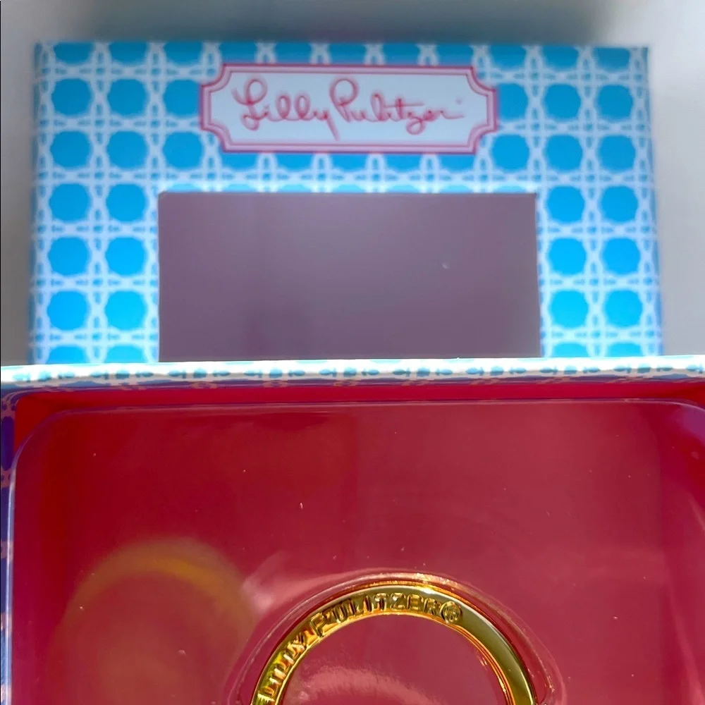 Lilly Pulitzer Metallic Gold  Wireless Earbud Case Ring Clip